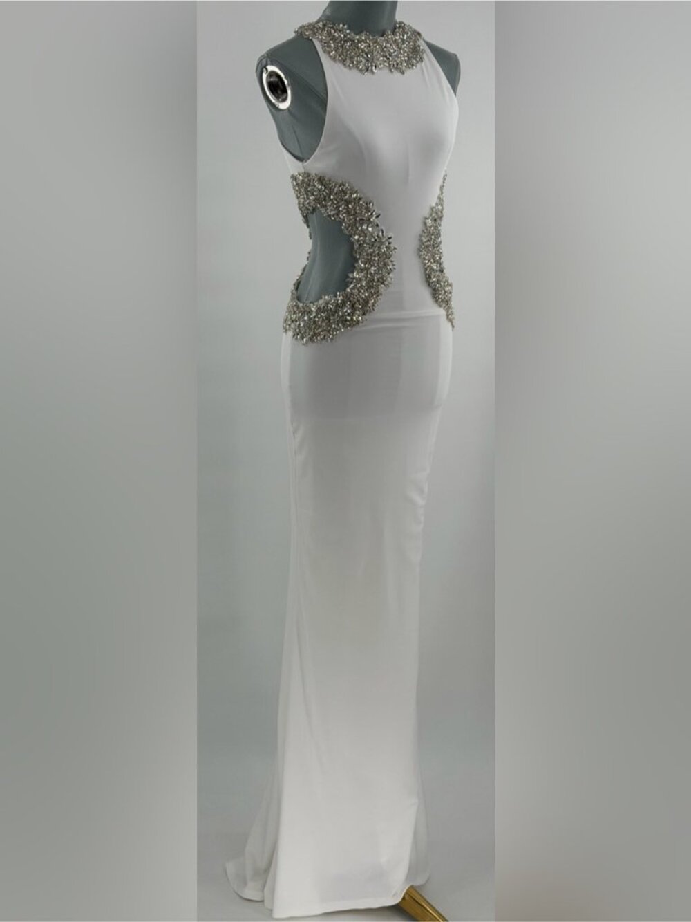 🆕 BRONX & BANCO 🧿 NWOT Camila Rhinestone Cut-Out Gown, White - Sz XS US 2 - Picture 3 of 16